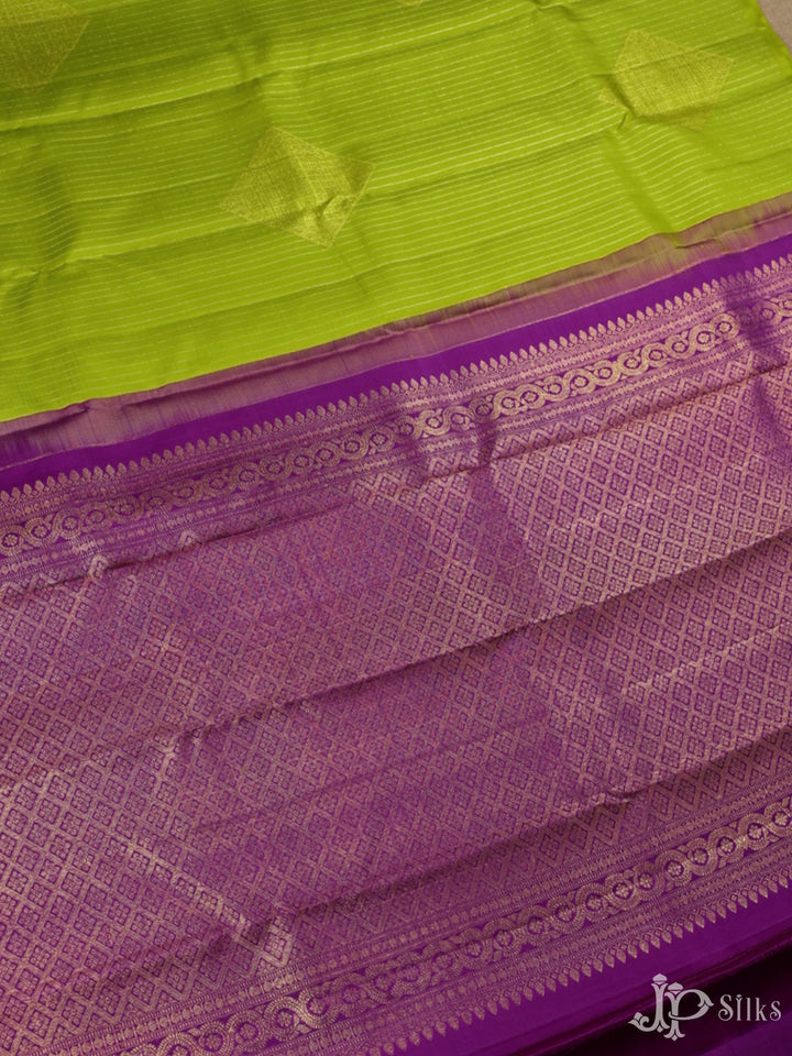 Light Green with Purple Kanchpuram Silk Saree - F12 - View 4