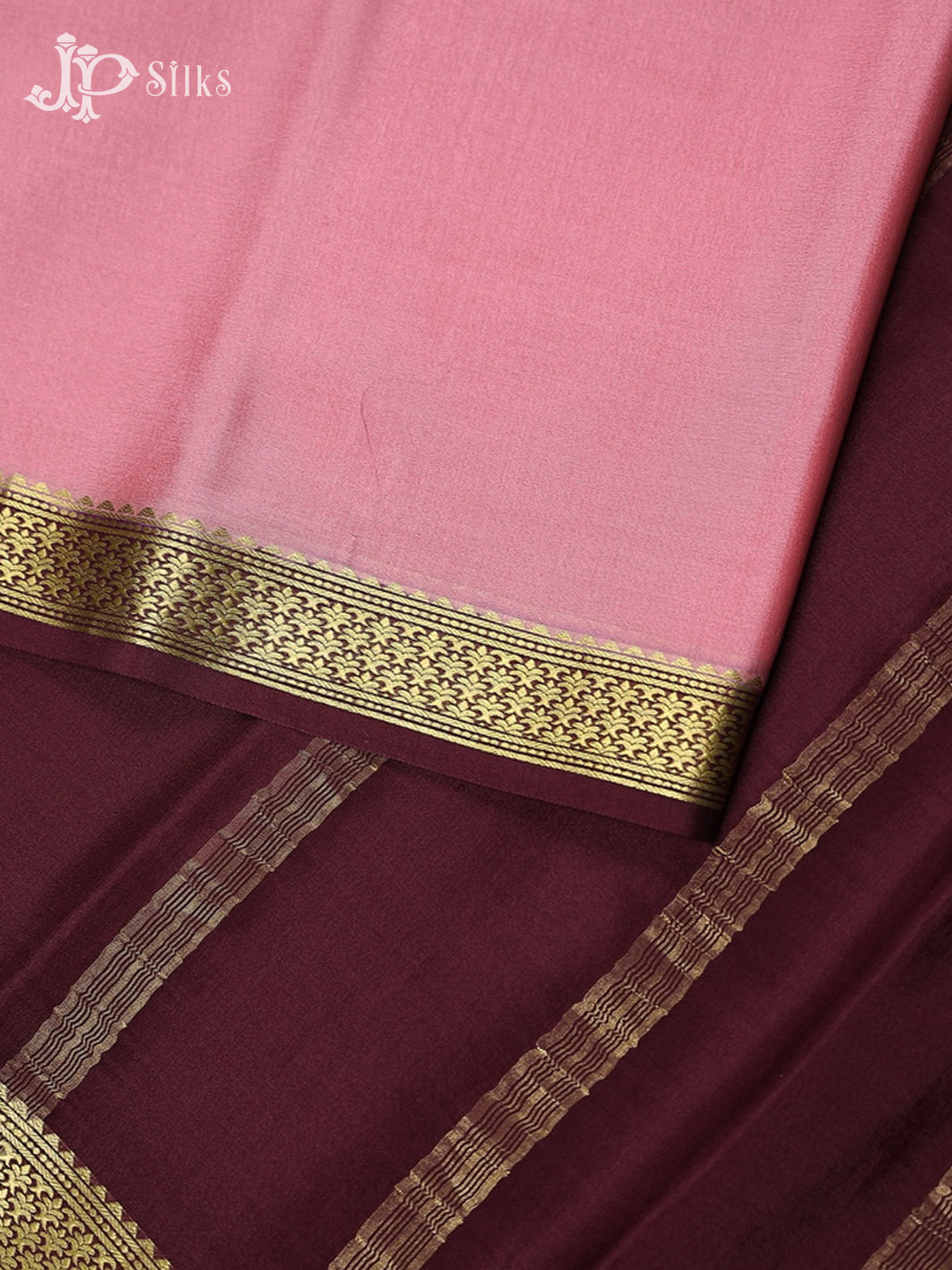 Baby Pink with Grape Wine Mysore Silk Saree - E317 - View 4