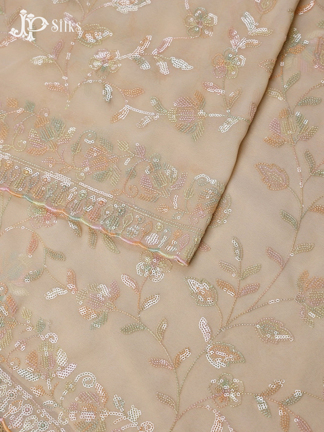 Light Peach Georgette Saree with Floral Design - E5306 - View 4