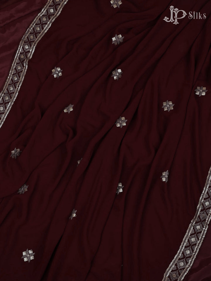 Maroon Georgette Chudithar Material - E3524 - View 4