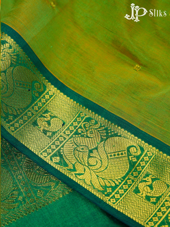 Light Green And Bottle Green Silk Cotton Saree - F3516