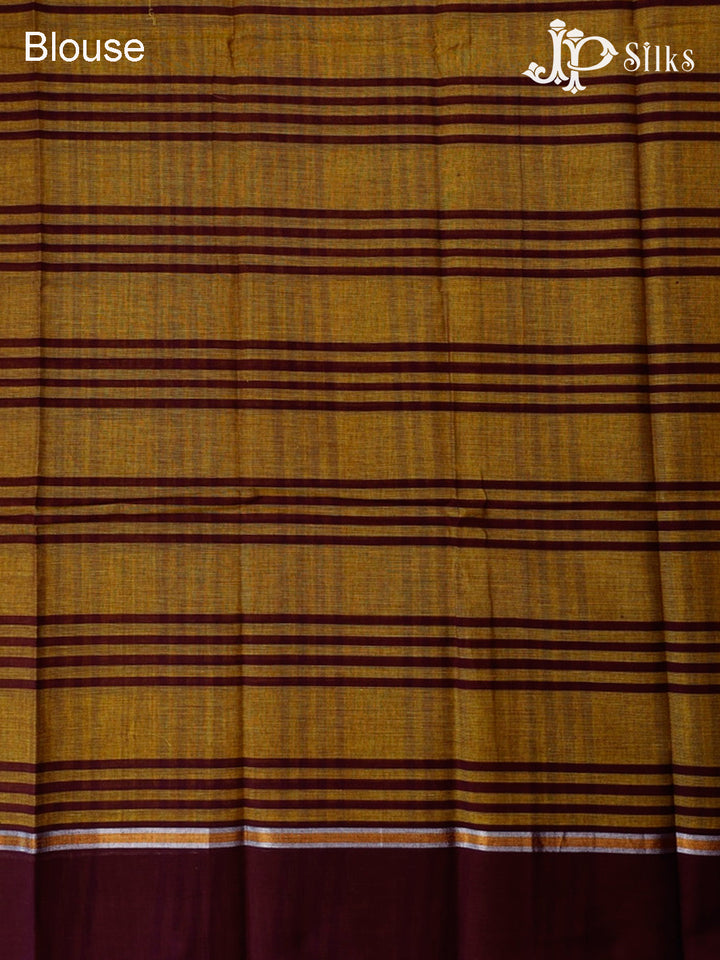 Yellow And Maroon Cotton Saree - D1088