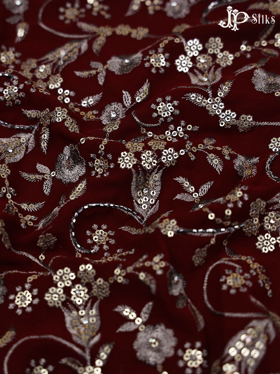 Maroon Georgette Chudithar Material - E3524 - View 3