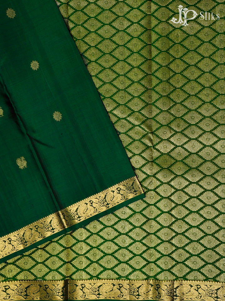 Bottle Green Kanchipuram Pure Silk Saree - F3474