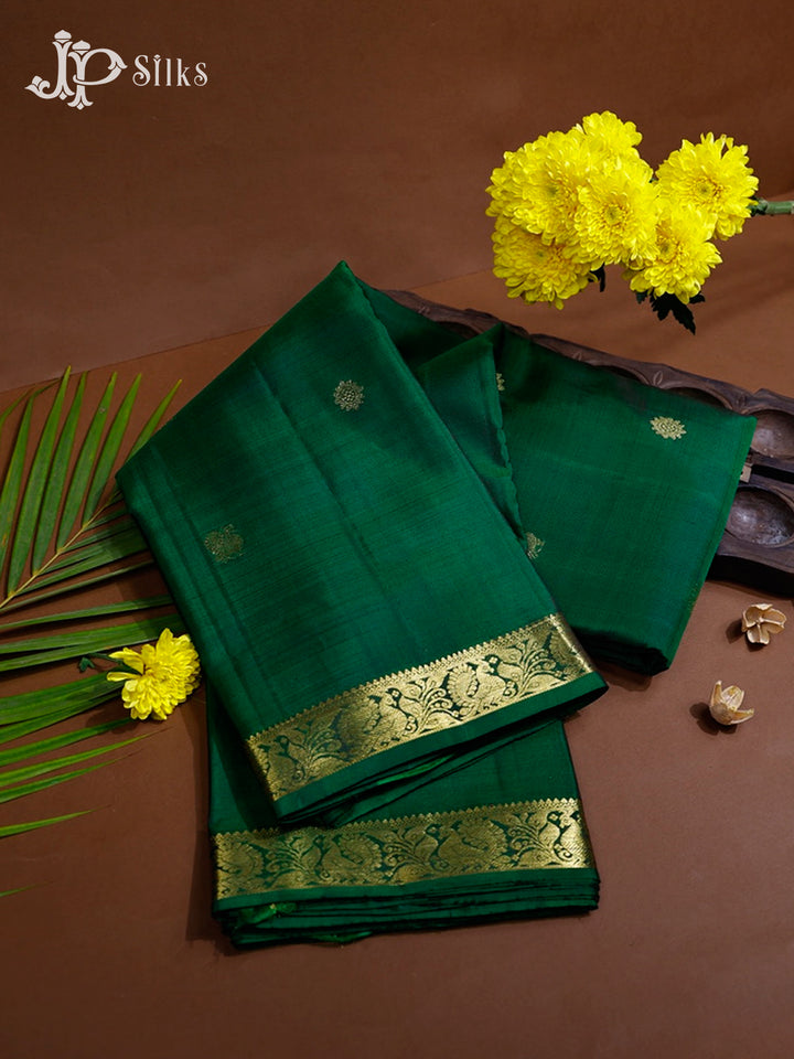 Bottle Green Kanchipuram Pure Silk Saree - F3474