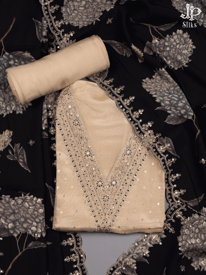 Beige and Black ShimmerChudidhar Material - E6209