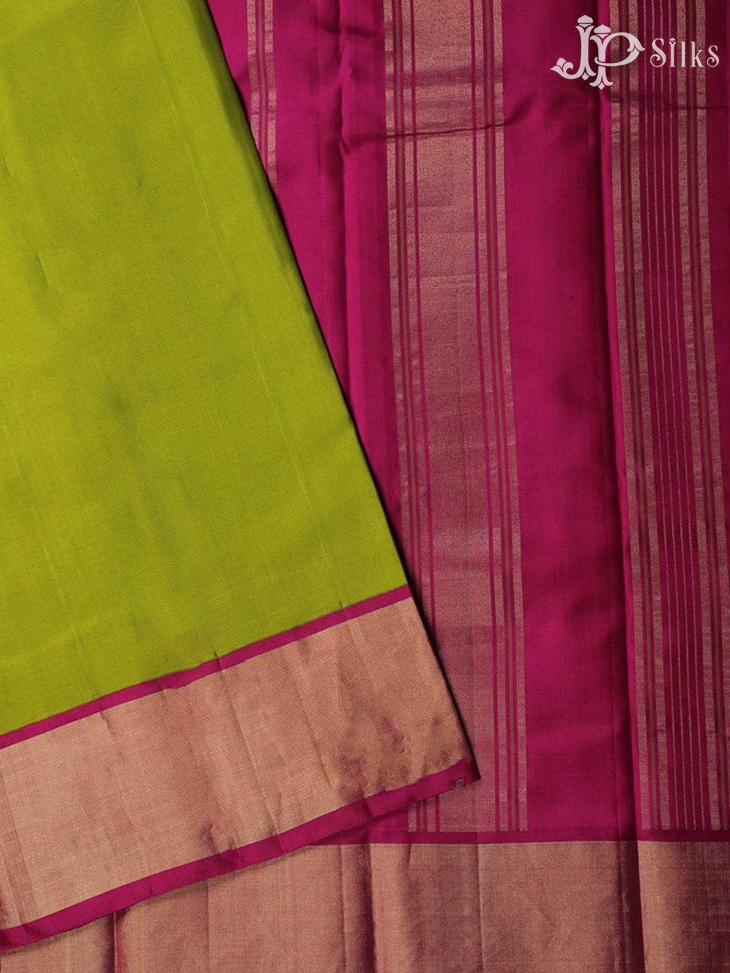 Ilai green with pink colour Kanchipuram Silk Saree - A10418 - View 2