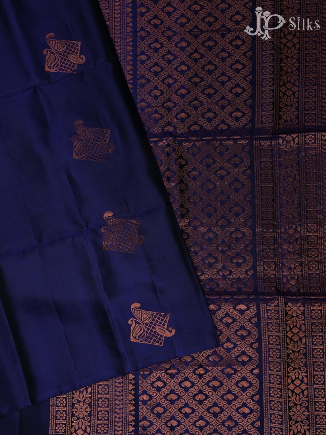 Navy Blue Soft Silk Saree - D5961 - View 2