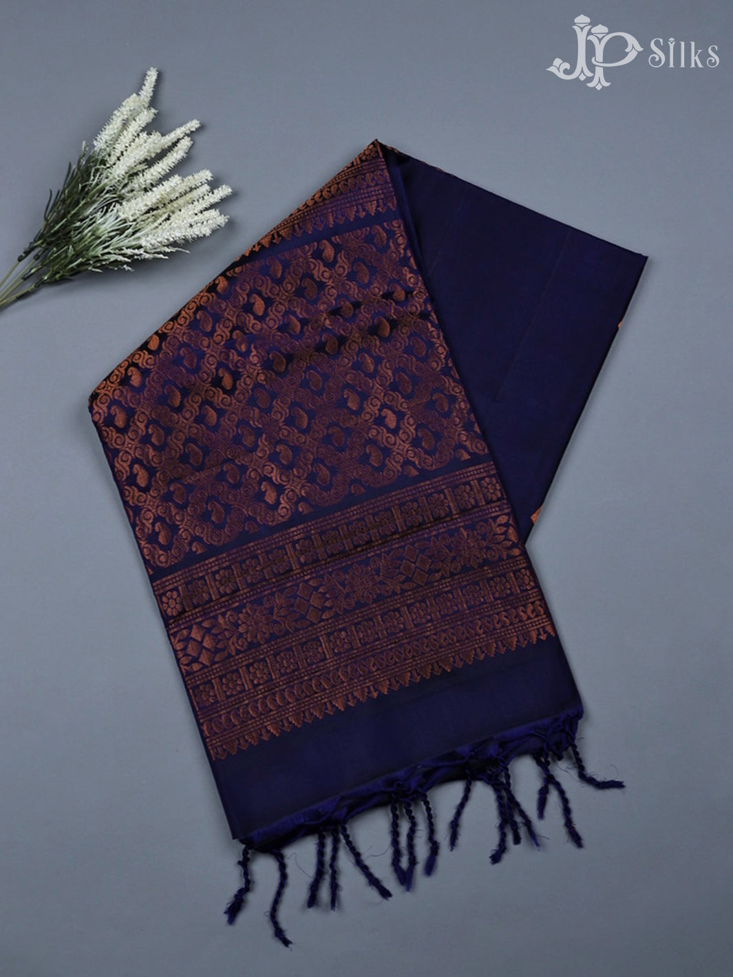 Navy Blue Soft Silk Saree - D5961 - View 1