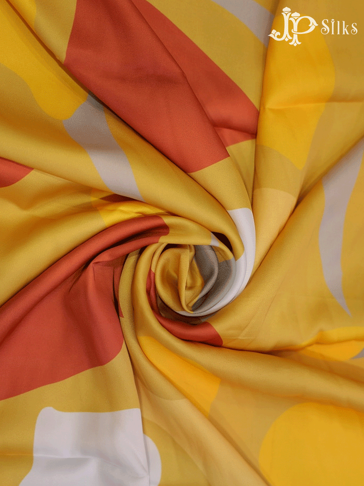 Yellow Viscose Crepe Fabric with Abstract Design - F544