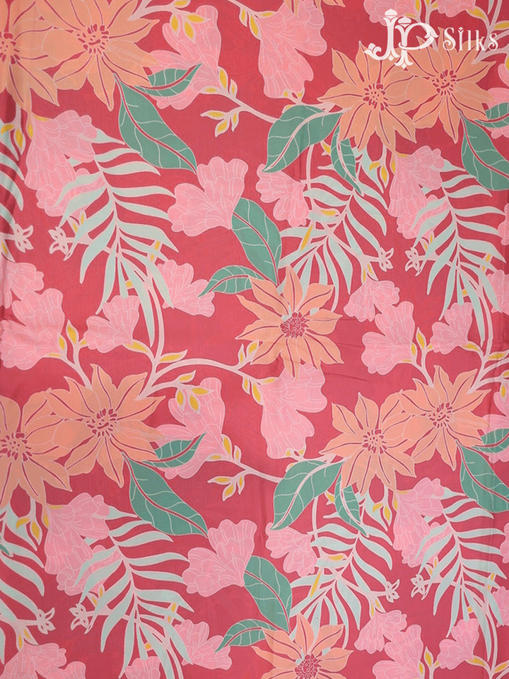 Pink Viscose Crepe Fabric with Floral Prints - F542