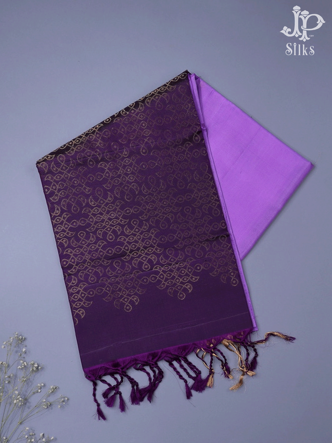 Lavender Kolam Pattern Soft Silk Saree - E5095