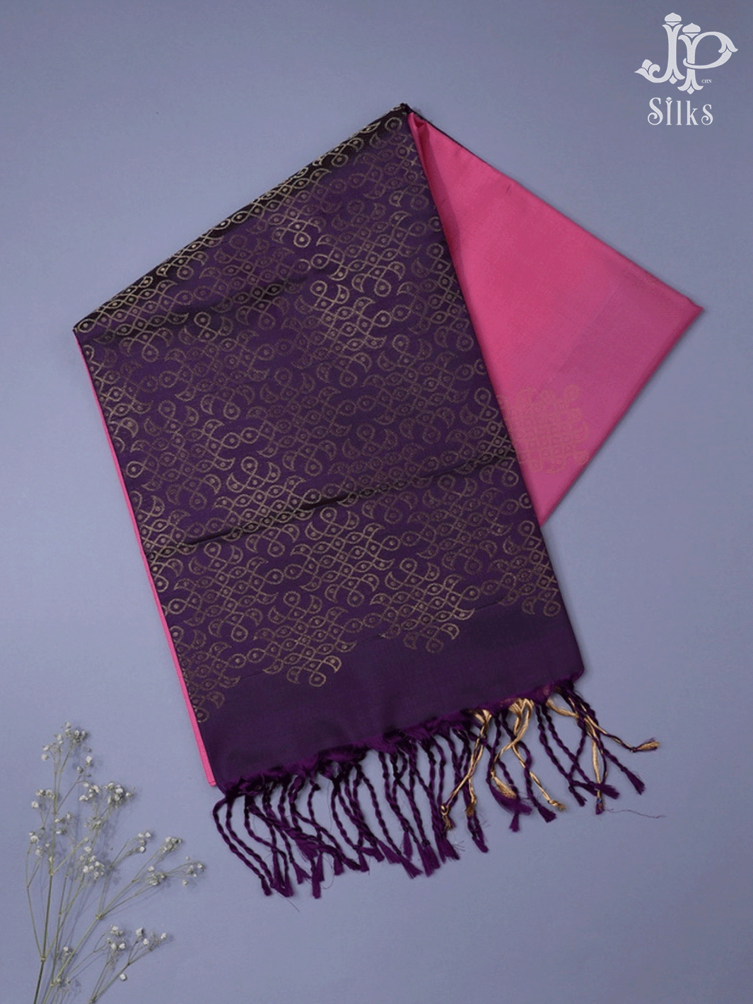 Pink Kolam Pattern Soft Silk Saree - E5098