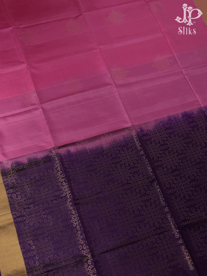 Pink Kolam Pattern Soft Silk Saree - E5098 - View 4