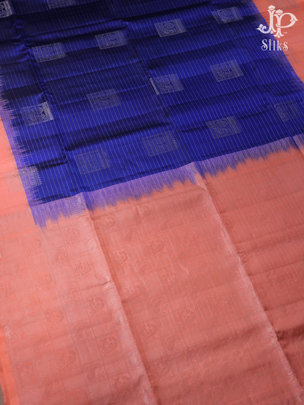 Blue Peacock Motifs Soft Silk Saree - E5103 - View 3