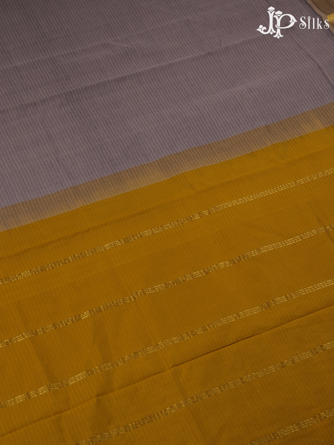 Grey and Yellow Poly Cotton Saree - F303 - View 4