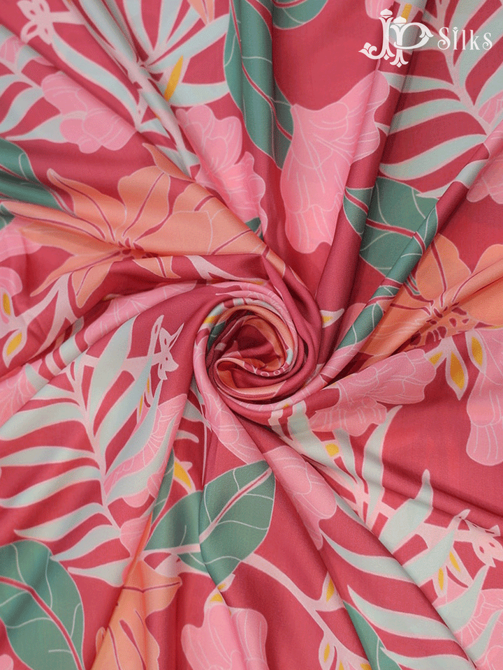 Pink Viscose Crepe Fabric with Floral Prints - F542