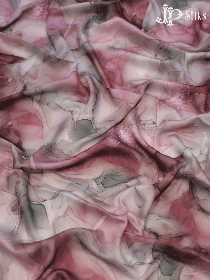 Pink and Grey Viscose Crepe Fabric with Marble Print - F536