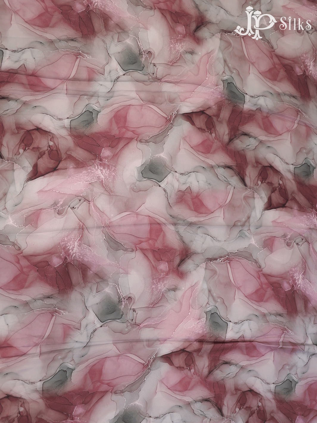 Pink and Grey Viscose Crepe Fabric with Marble Print - F536