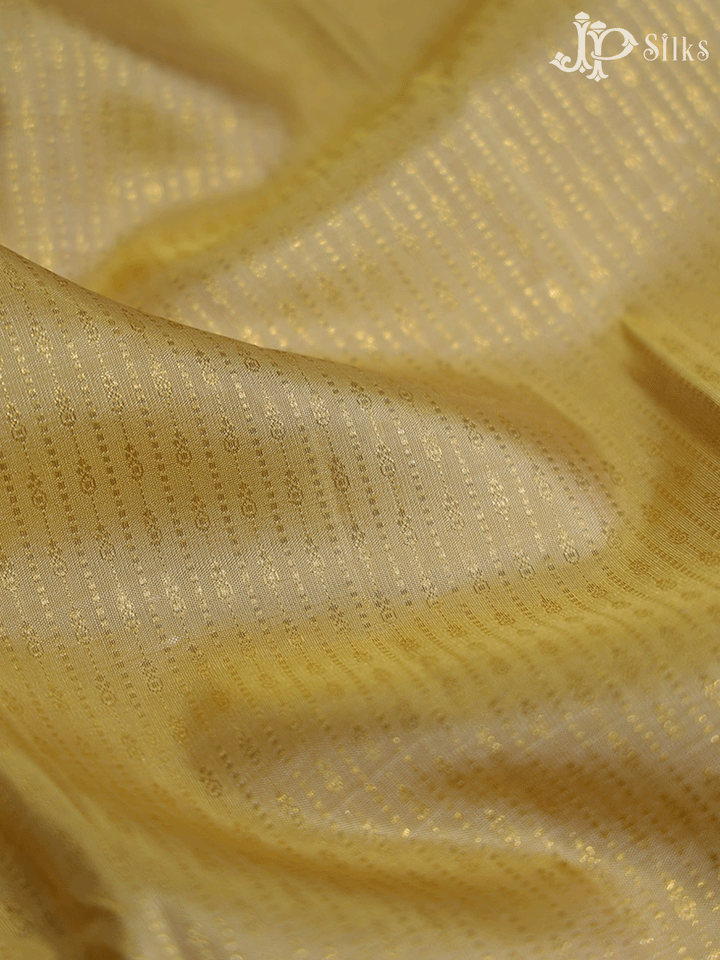 Cream with Vertical Stripes Kanchipuram Silk Saree - E5126 - View 6