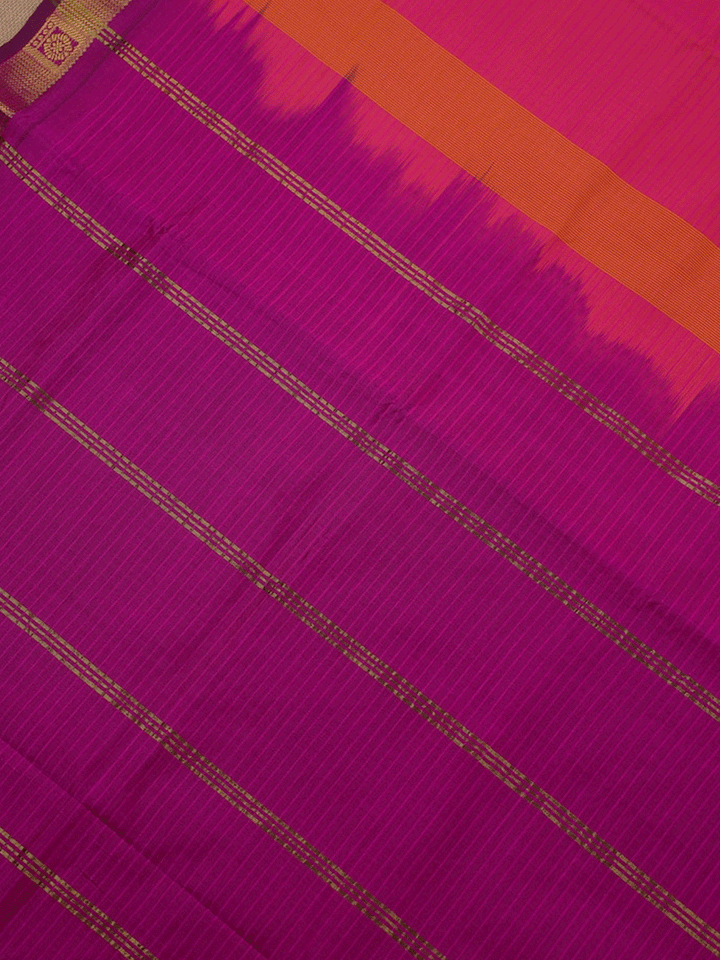 Dark Pink Plain Poly Cotton Saree - F290 - View 5