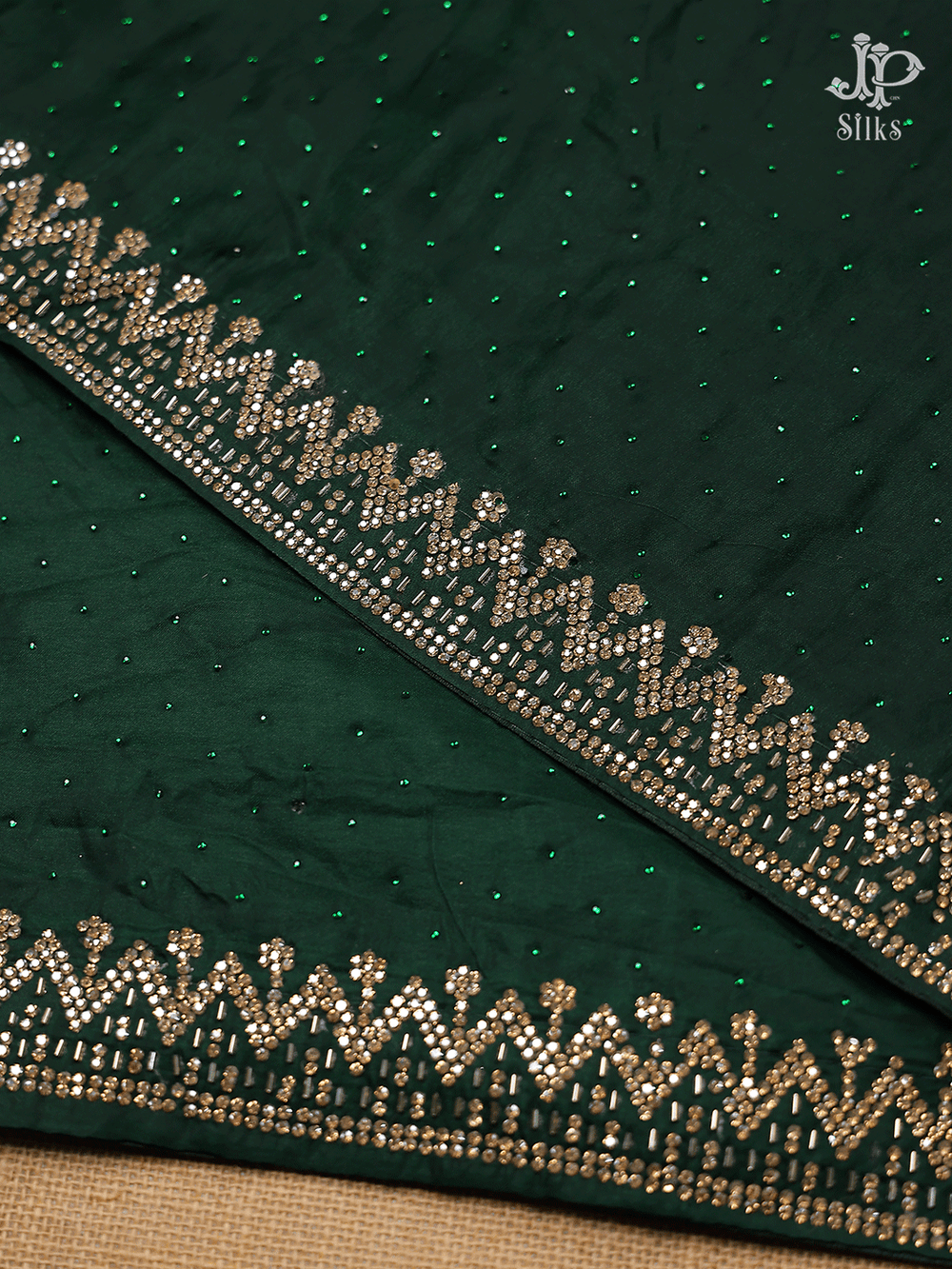 Royal Green Georgette Stone Work Fancy Saree - E5503 - View 1