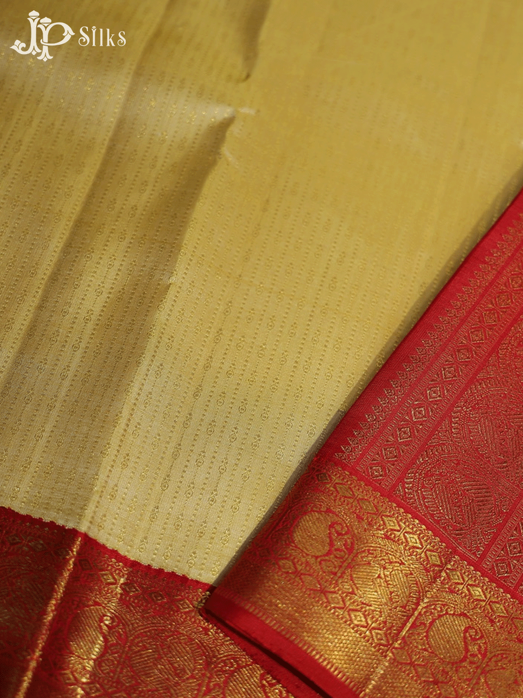 Cream with Vertical Stripes Kanchipuram Silk Saree - E5126 - View 2
