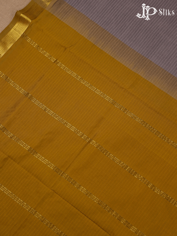Grey and Yellow Poly Cotton Saree - F303 - View 5
