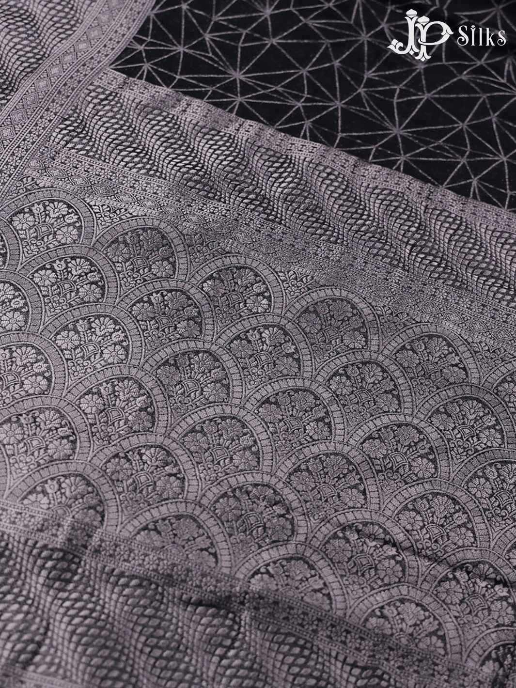 Black Geometric Pattern Banaras Georgette Fancy Saree - E5971 - View 5