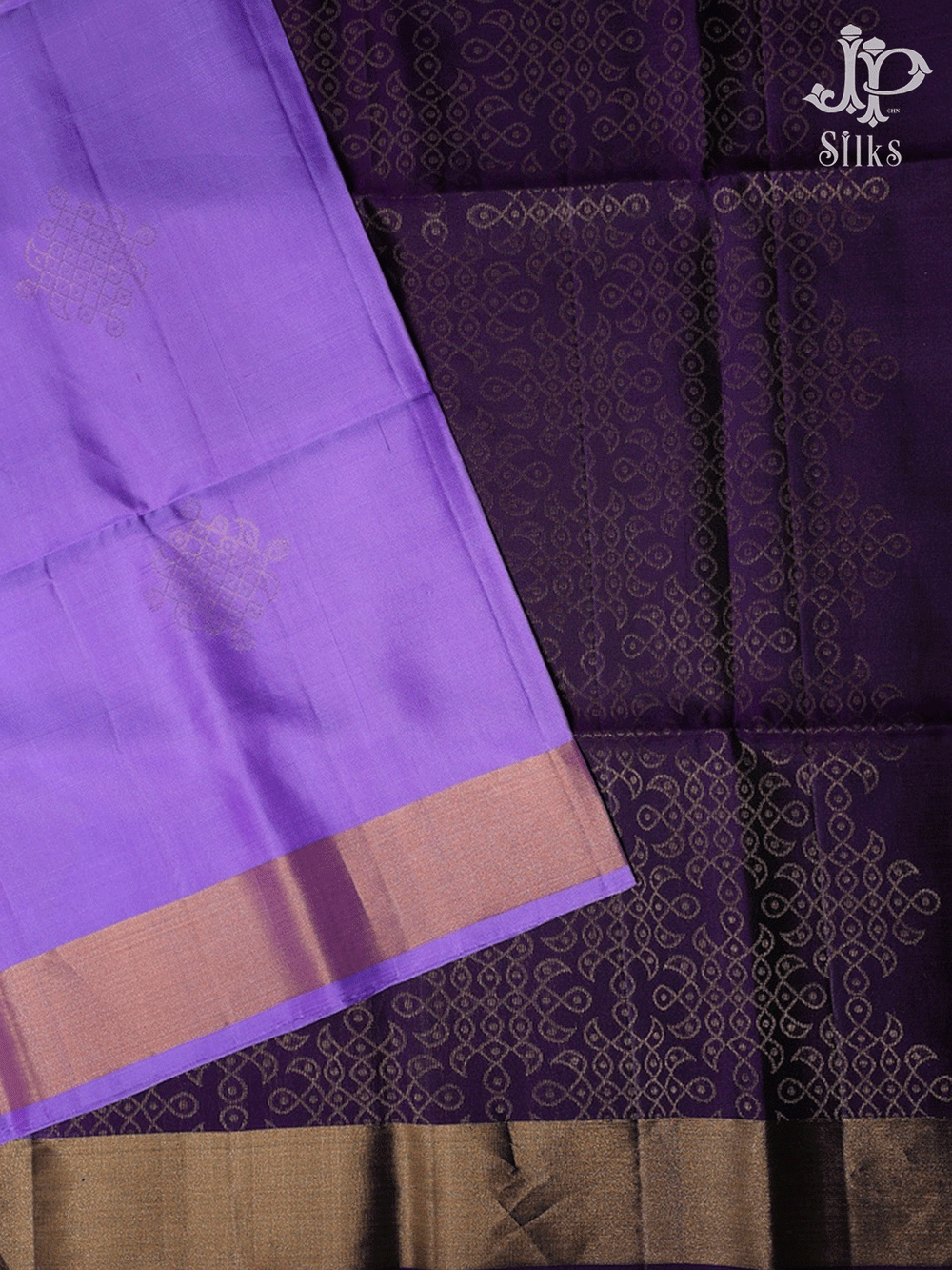 Lavender Kolam Pattern Soft Silk Saree - E5095 - View 1
