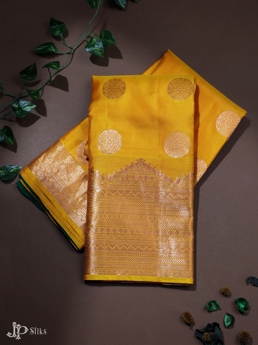 Yellow and Green Dharmavaram silk - D4753