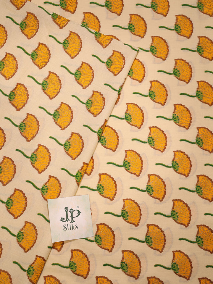 Beige and Yellow Cotton Fabric - A7913 - View 1