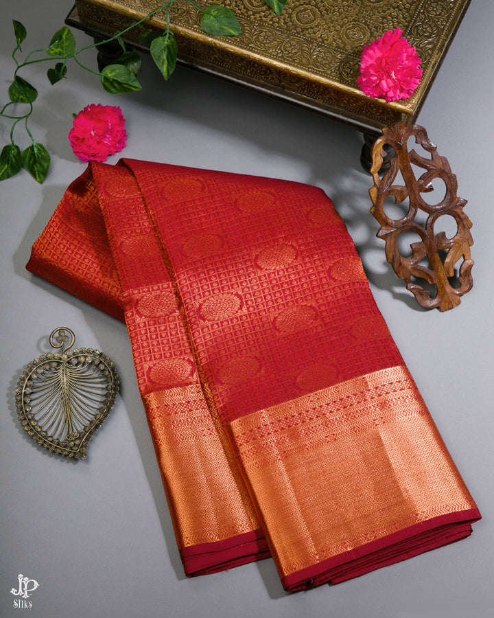 Reddish Maroon Kanchipuram Silk Saree - E250 - View 1