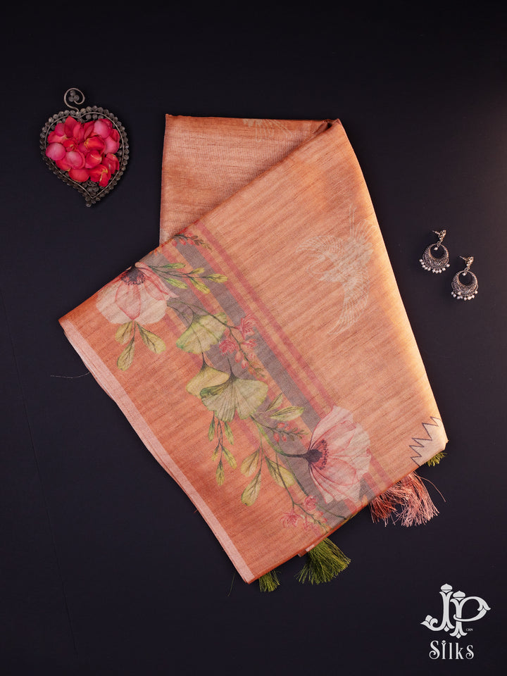 Peach TIssue Tussar Fancy Saree - E854