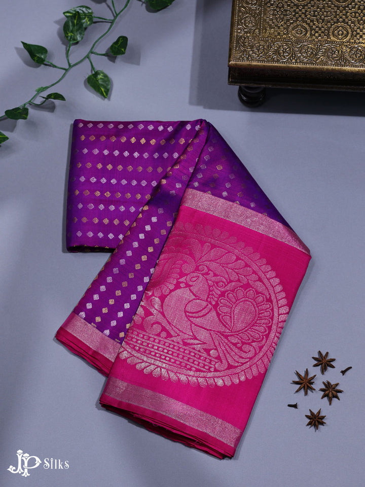 Dual Tone Purple and Pink Kanchipuram Silk Saree - A2547 - View 1
