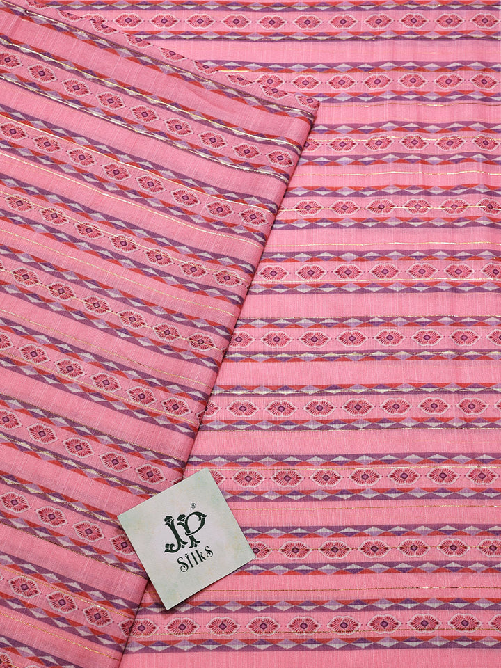Dark Pink Digital Printed Munga Cotton Fabric - E3333 - View 2