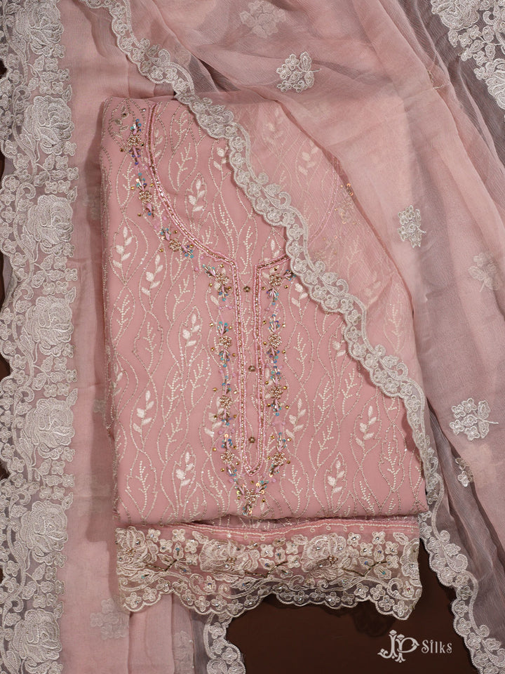 Pink Georgette Unstiched Chudidhar Material - E3537 - View 1