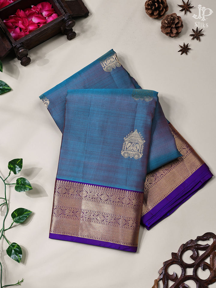 Dual Shade of Blue and Purple Pure Silk Saree - D4129