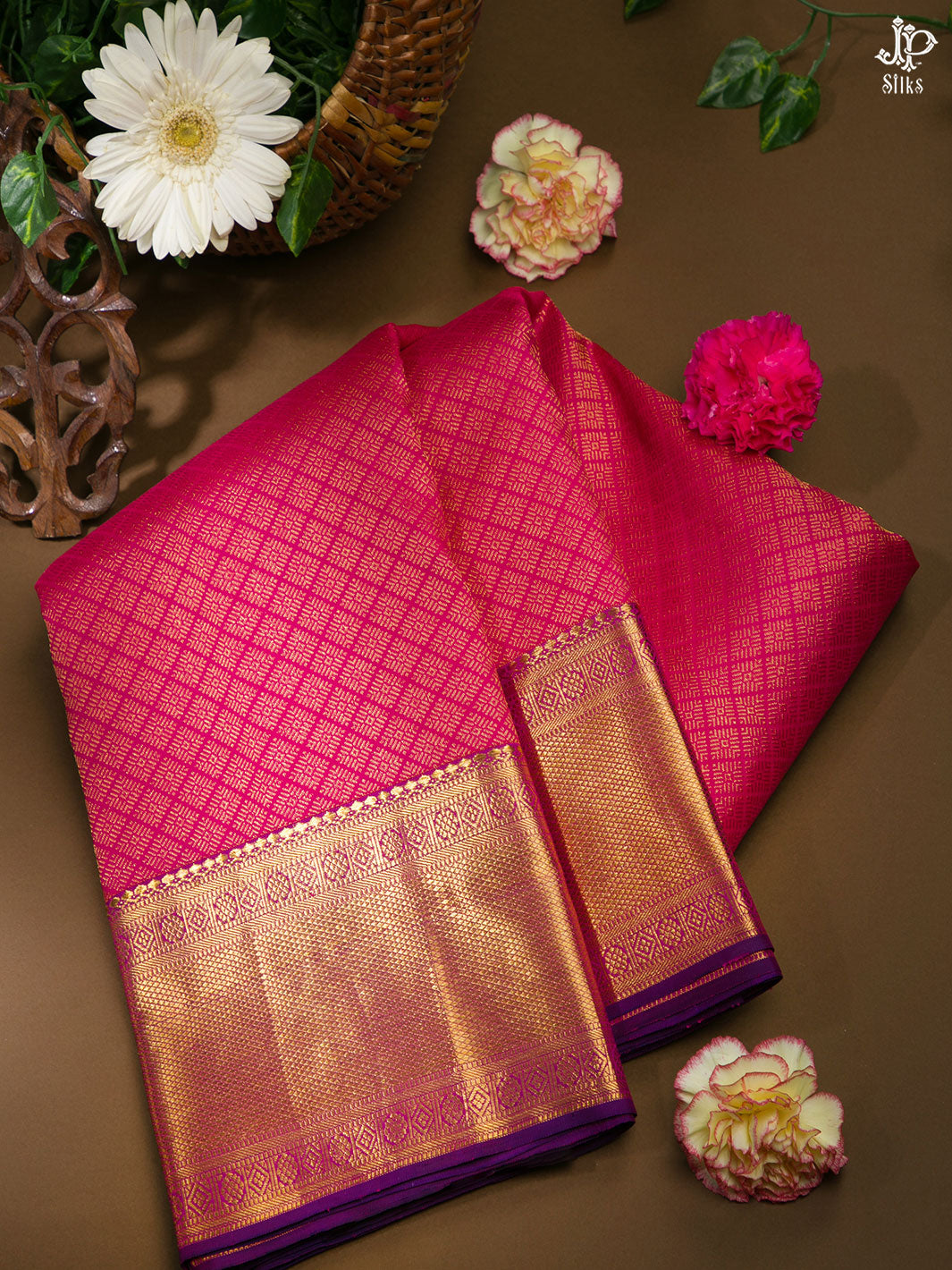 Pink and Purple Kanchipuram Silk Saree - D9758 - View 1