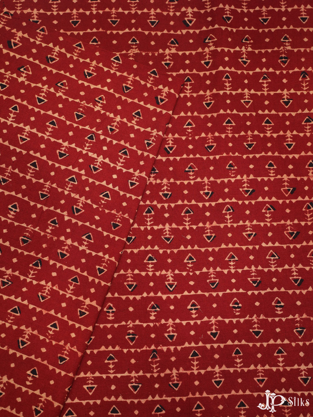 Maroon Ajrak Printed Cotton Fabric - D278 - View 2