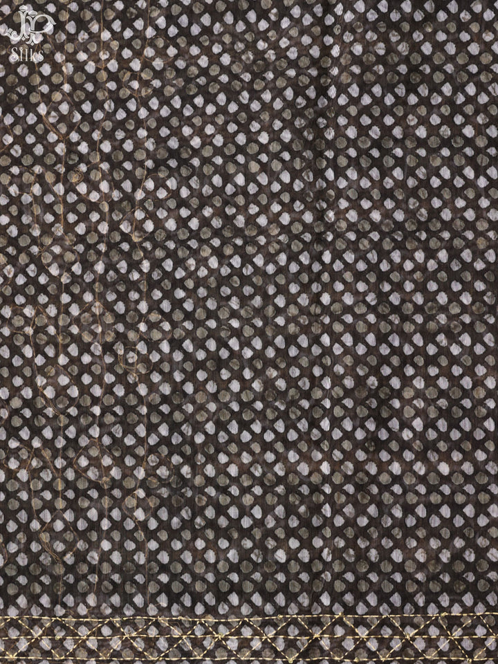 Taupe Brown Semi Chanderi Fancy Saree - D7594 - VIew 6