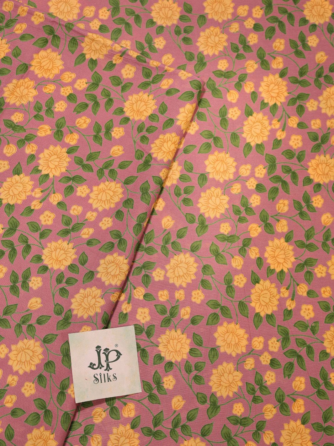 Rose Pink and Yellow Cotton Fabric - A7950 - View 2