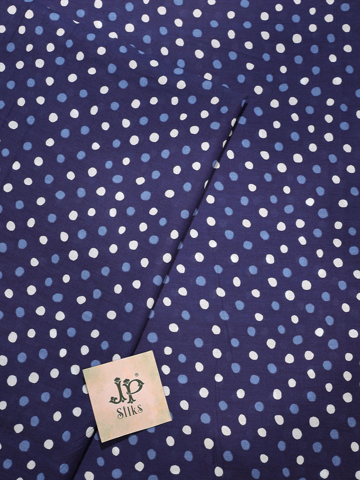Navy Blue Polka Dots Cotton Fabric - D1785 - View 2