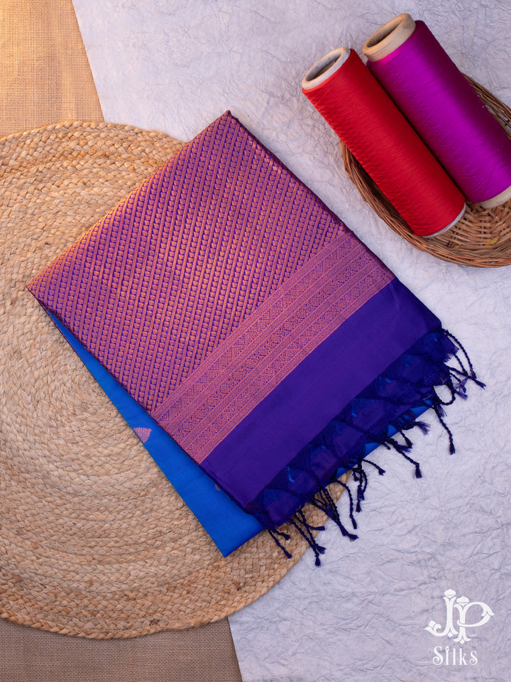 Ink Blue and Purple Soft SIlk Saree - D6158 - View 1