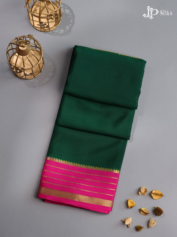 Bottle green and Rani pink Mysore Silk Saree - A6320 
