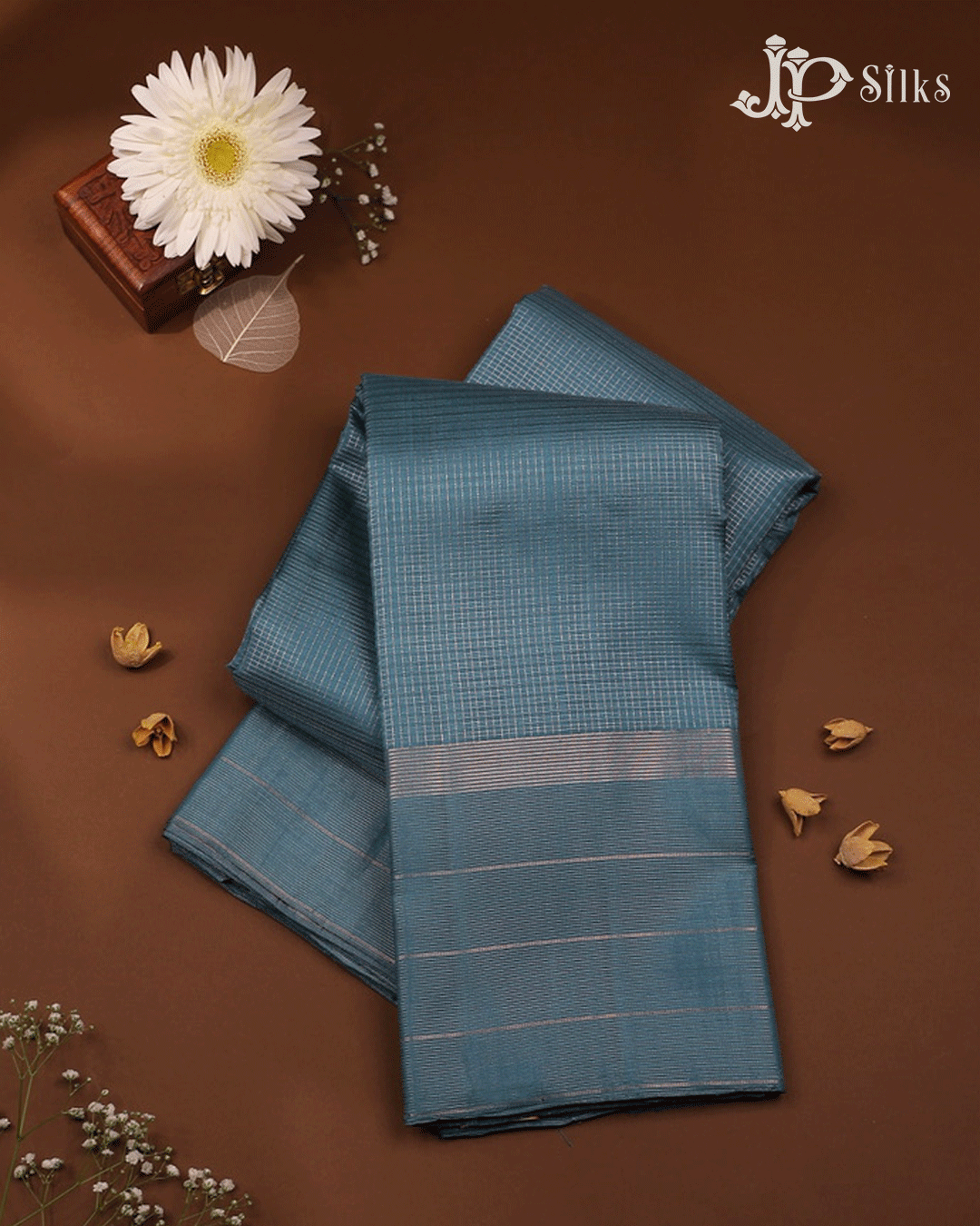 Sea Blue Kanchipuram Silk Saree - E5203 - View 1