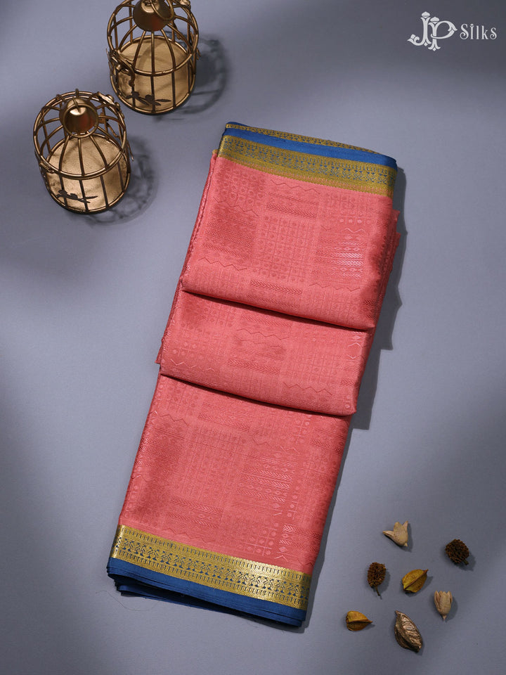 Pink and Ink Blue Mysore Silk Saree - D4800