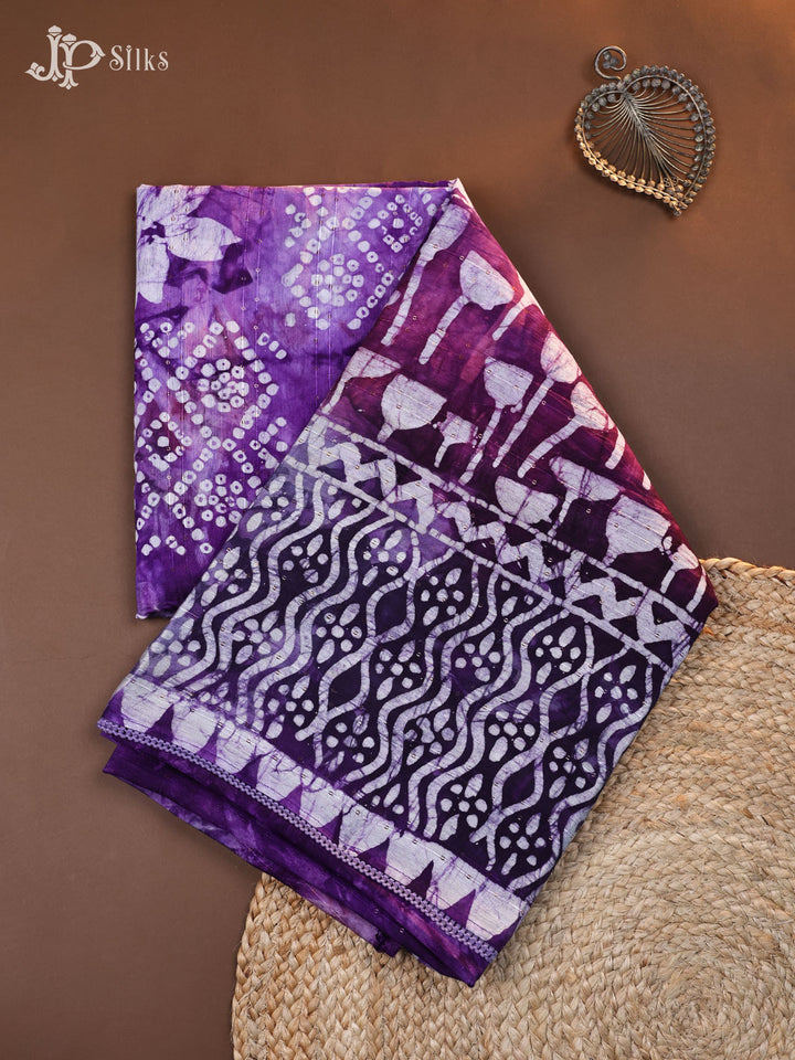 Purple Cotton Saree - E1362 - View 1