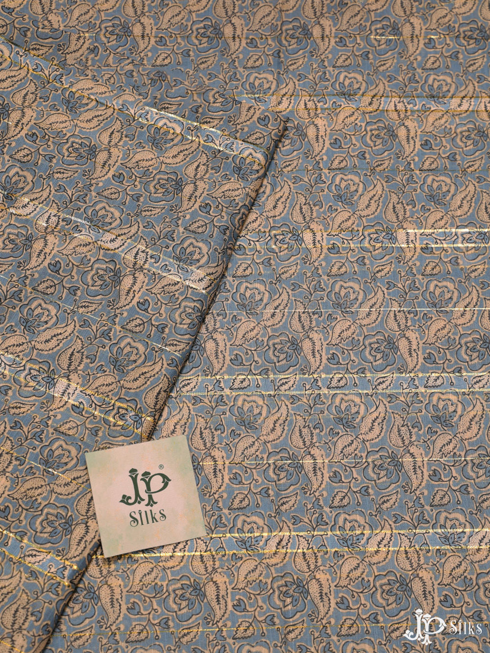 Blue Digital Printed Munga Cotton Fabric - E3325 - View 1