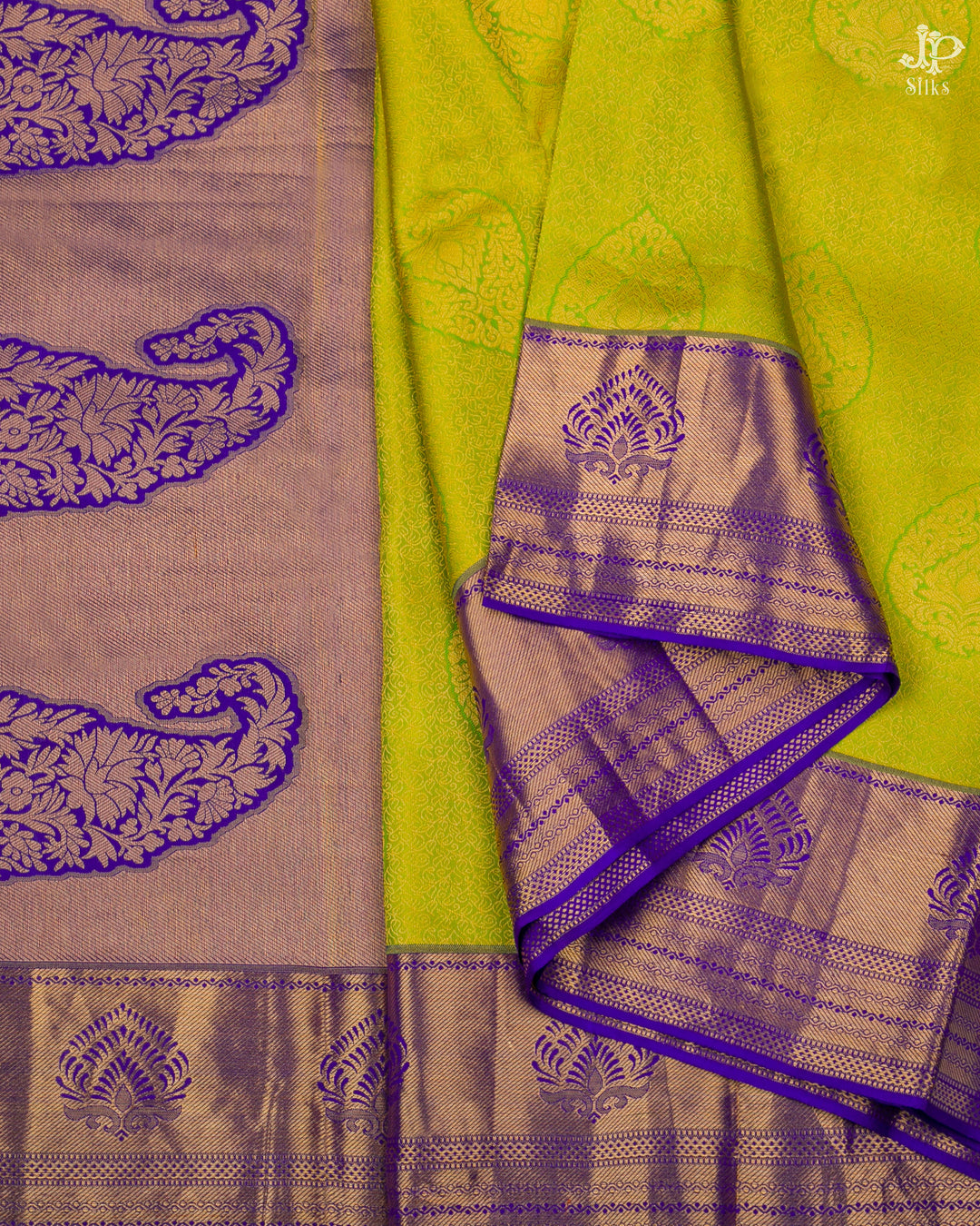Green and Purple Kanchipuram Silk Saree - A5404 - View 5